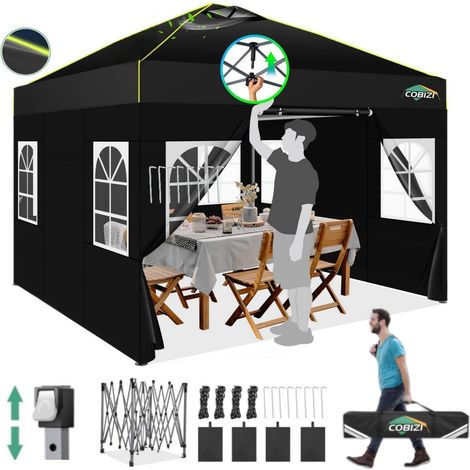 Faltpavillon 3x3m wasserdicht mit 4 Seitenwänden, stabil, winterfest (1/5)