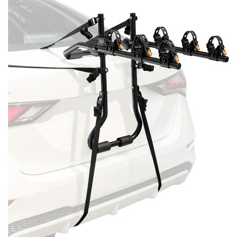 COSTWAY Porte-Vélo Arrière 3 Vélos, Transporteur Automobile Pliable pour Voiture, avec Longueur&Angle Réglables Capacité 45kg, Compatible avec Universel Hayons SUV, Montage Facile (1/5)