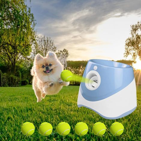 Automatic Dog Ball Launcher with 6 Tennis Balls 3 Types of Throwing Distances, Interactive Electric Toy for Small and Medium Dogs (1/5)
