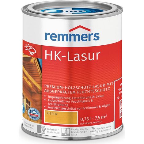Remmers HK-Lasur 3in1 kiefer, 0,75 Liter, Holzlasur aussen, 3facher Holzschutz mit Imprägnierung + Grundierung + Lasur, Feuchtigkeit- und UV-Schutz