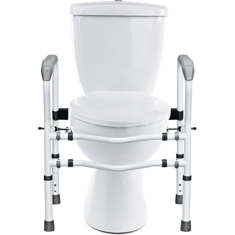 Marco de seguridad para inodoro ajustable 57-62 x 63,5-76 cm clip giratorio antideslizante diseño blanco 200010979