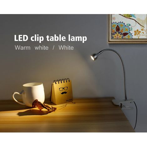 Lampe de bureau d'alimentation USB avec clip de fixation Lampe de table LED USB rechargeable Protection des yeux pliable flexible Lecture Livre Lumières Noir Blanc chaud (1/5)