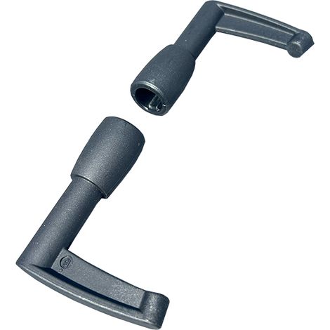 Lot de 2 embouts longs Haut et Bas pour tringle d'espagnolette - Pièces en composite robustes - Extérieur - Noir (1/5)