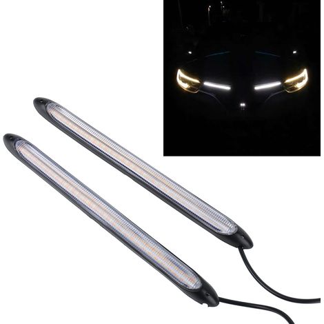 (Exklusiv in Mexiko erhältlich) Set aus zwei hochleistungsfähigen LED-Tagfahrlichtern mit Anfahrlichtfunktion und dreifarbigen Blinkern (schwarzes Gehäuse, integrierte Haupteinheit) D2 Bicolor [weiß + (1/5)