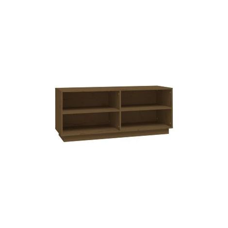 Armoire à chaussures Marron miel 110x34x45 Bois de pin massif (1/5)