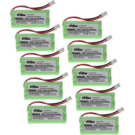 vhbw 10x Akku kompatibel mit Siemens Gigaset A12, A14, A120, A140, A140 TRIO, A140 DUO schnurlos Festnetz Telefon (800mAh, 2,4V, NiMH)