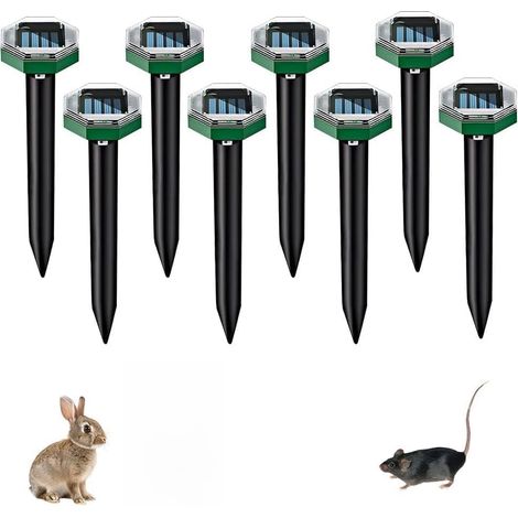 Anti Taupe Solaire Vibration et Ultrasons, 8 Pièces Repulsif Taupe Ultrason Solaire avec IP65 Imperméable, Repousse Les Taupes et Autres Rongeurs pour Le Jardin et Les Pelouses (Octogone)