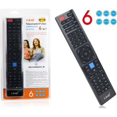 Mando A Distancia Universal - Control De Hasta 6 Dispositivos - Alcance 10 M - Compatible Con Tv Lcd Led Dvb Sat Dvd - 1 Unidad (1/5)