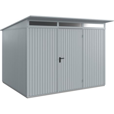 Hörmann Metall-Gerätehaus Berry Classic mit Pultdach Typ 3, 313 x 283 cm, fenstergrau, 8,9 m², 1-flüglige Tür (1/5)