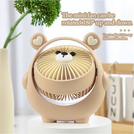 Kleiner Tischventilator, 500 mAh, 3 Geschwindigkeitsstufen, 180° drehbar, USB-aufladbar, weiß, für Schlafzimmer und Büro. (1/5)