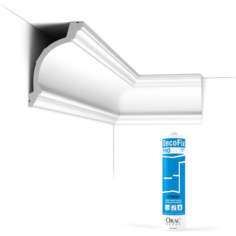 Pack 10 mètres Corniches Plafond C217 avec colle - Orac x Cimaises-et-plus - 10,5x15,5x200cm (h x p x L) - moulure décorative polyuréthane