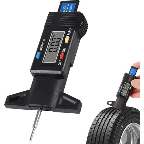 Medidor de profundidad de neumáticos - Pantalla LCD digital de 0-25,4 mm/1", medidor de profundidad de neumáticos portátil, herramienta para medir la profundidad de neumáticos de automóviles, camiones (1/5)