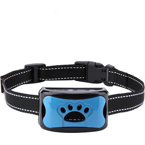 Dispositif anti-aboiement rechargeable et étanche avec détection des aboiements (bleu) (1/5)