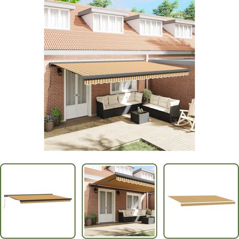 Markise Garten -  Einziehbare Markise Mehrfarbig 500 x 300 cm Stoff und Metall (1/5)