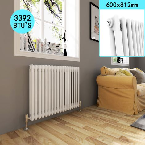 ELEGANT Traditional Horizontal Cast Iron 600 x 812 mm Radiator with White Double Column (1/5)