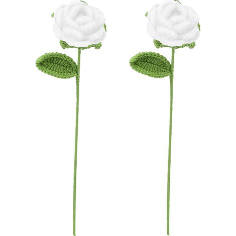Künstlicher Rosenstrauß aus milchiger Baumwolle, 2-teilig, handgewebt