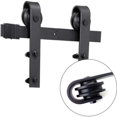 Wolketon Schiebetürbeschlag set Schiebetürsystem Schiebetür Montageset inklusive Laufschiene (200CM. Pfeilförmig)