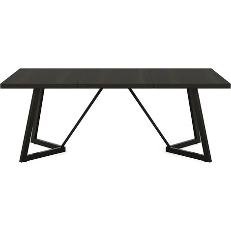 CHICFURN Tavolo da pranzo rettangolare 180x80x75 cm in MDF nero, per 6-8 persone (1/5)