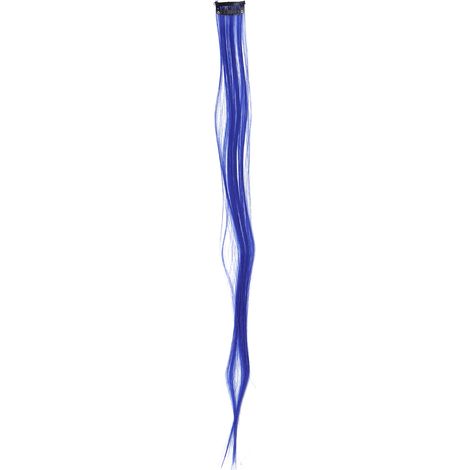 Extensions pour cheveux synthétiques à clip - Mèches de couleur bleu foncé pour femmes et filles (1/5)