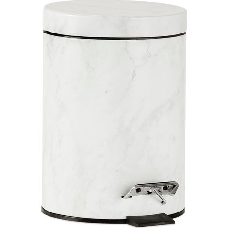 ANDREA HOUSE BA72131 Papelera clásica marmolizada de metal blanco para baño - ref: BA72131