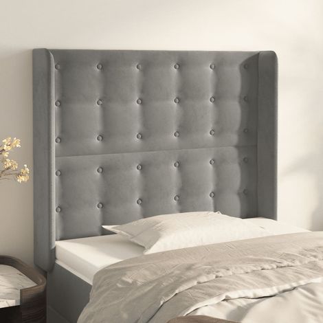 Kopfteil mit Ohren Hellgrau 83x16x118/128 cm Samt (1/5)