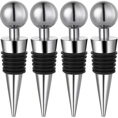 Set mit 4 wiederverwendbaren Weinflaschenverschlüssen für Wein, Champagner, Prosecco, Bier und Spirituosen.