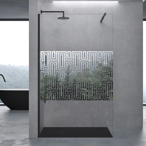 doporro Box Doccia Walk-In 140x200cm, Parete Doccia Anticalcare in Vetro di Sicurezza 10mm con Braccio Sostegno Telescopico in Acciaio Nero Bremen02DM (1/5)