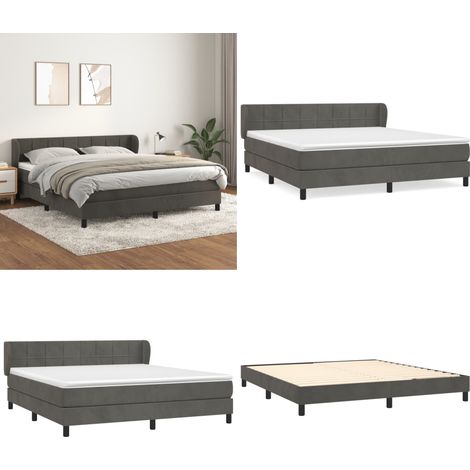 Boxspringbett mit Matratze Dunkelgrau 160x200 cm Samt - Boxspringbett - Boxspringbetten - Home & Living (1/5)