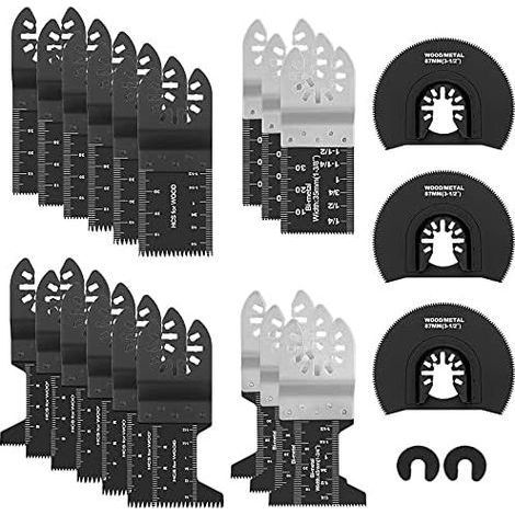 Lot de 23 lames de scie oscillantes, outil universel professionnel pour bois/métal/plastique, lames de scie à dégagement rapide pour Multimaster, Ryobi, Milwaukee, Bosch, Dremel, Dewalt, Rockwell, Mak (1/5)