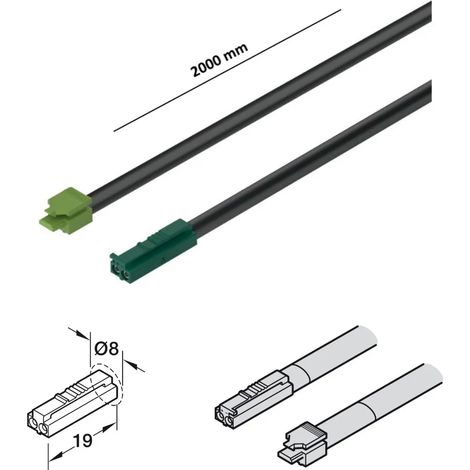 CAVO DI ALIMENTAZIONE HAFELE LOOX5 24V MT. 2 CON CLIP PER INTERRUTTORI E SENSORI  833.95.835