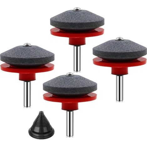 Litzee – Set mit 4 Rasenmähermesserschärfern – Hochwertiges Korund – Inklusive Messerauswuchtgerät – Größe 55 x 50 mm (1/5)