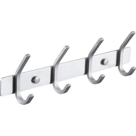 ZOLGINAH Porte Manteau Salle de Bain Porte Manteau Metal Mural 4 Crochets Patère Murale Salle de Bain Acier Inoxydable SUS304 Finition Brossée, AH203H4-2