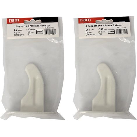 Lot de 2 supports à visser pour radiateur en fonte type traditionnel - longueur axe 65 mm - longueur totale 100 mm - Ram (1/5)