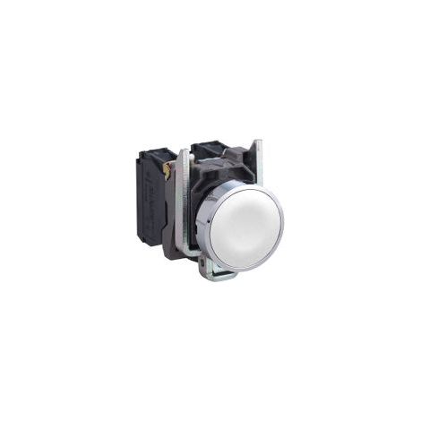 bouton poussoir - affleurant - 1 no - blanc - complet - schneider harmony xb4ba11 (1/2)