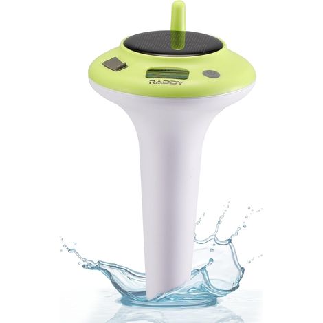Thermomètre piscine solaire flottant, affichage numérique, facile à lire, IPX8, alimenté par batterie et à l'énergie solaire pour piscines, étangs, aquariums, bains de glace (1/5)