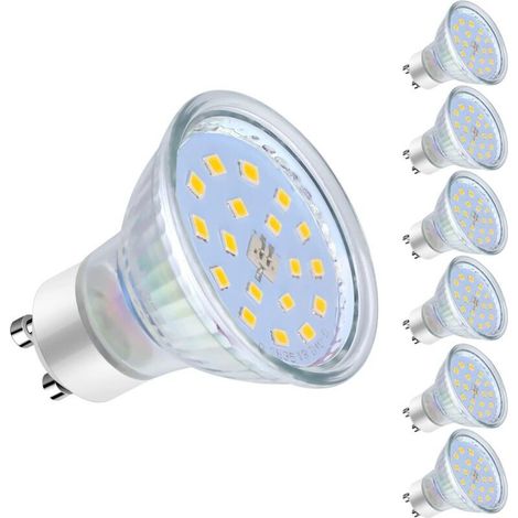 Ampoules LED GU10, 5W équivalent 60W, 600lm, Blanc Neutre 4500K, 120° Larges Faisceaux, Ampoules LED Spot, Lot de 6 (1/5)