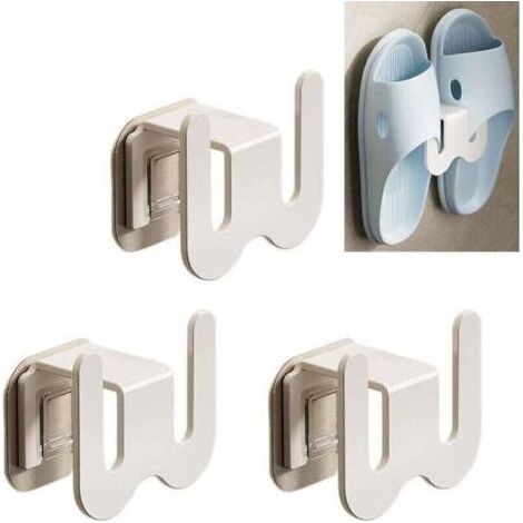 (3 pièces, blanc) Porte-chaussures, 3 x 2 pouces en aluminium sans trou, rangez votre chambre, convient à la chambre et à la salle de bain (1/5)