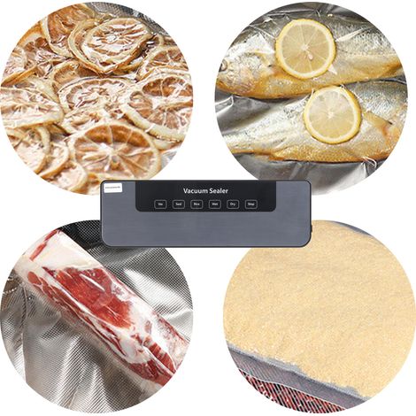 Vakuumier- und Verpackungsmaschine, Saugleistung 80 kPa, Lebensmittel-Vakuumpumpe mit 30 Beuteln, automatische Vakuumierung, Trocken- und Nassversiegelung, AC100-240 V, europäischer Standard. (1/5)