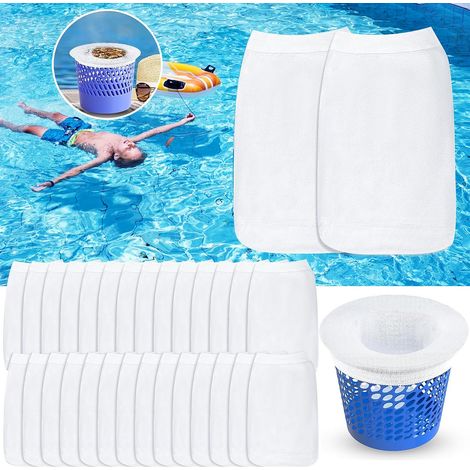 30 Pièce Chaussette Skimmer Piscine,Maille Ultra Fine,Nylon Élastiqu Pool Skimmer Socks pour,Réutilisable Chaussette Filtre Piscine Protégez La Piscine Propre,Feuilles,Écume (1/5)