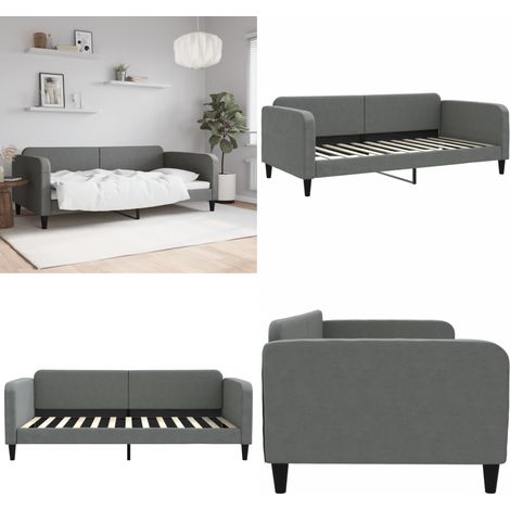 Tagesbett Dunkelgrau 100x200 cm Stoff - Schlafsofa - Sofa-Bett (1/5)