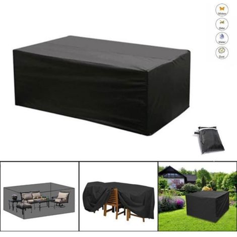 Bâche de protection étanche pour mobilier de jardin - Résistante aux intempéries Noir HOUSSE POUR MEUBLES DE JARDIN (1/4)