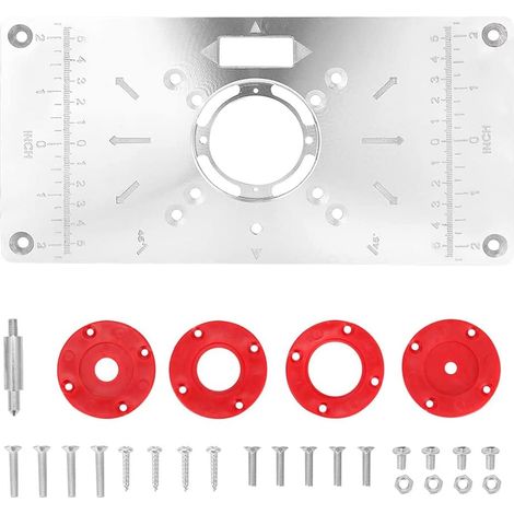 ZOLGINAH Placa de mesa de enrutador 235 mm x 120 mm Placa de inserción de mesa de enrutador Placa de inserción de mesa de enrutador de aluminio con 4 anillos de inserción para máquina de grabado de ma (1/5)