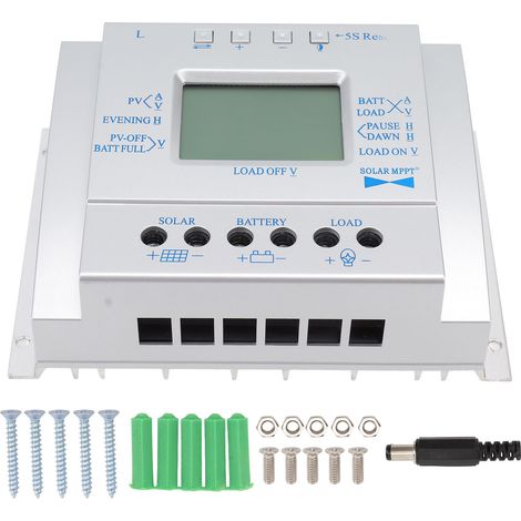 Régulateur de charge solaire L60A, aluminium et ABS, affichage numérique, pour téléphone et ventilateurs, 12V 24V, contrôleur de panneau solaire (1/5)
