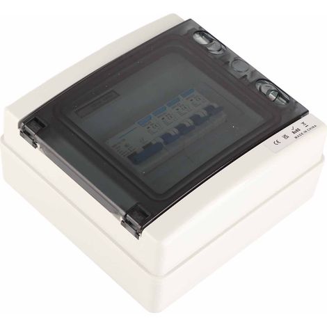 Boîte de distribution étanche à 4 voies avec 4 disjoncteurs et interrupteur principal 100 A, 230 V, pour usage domestique (1/5)