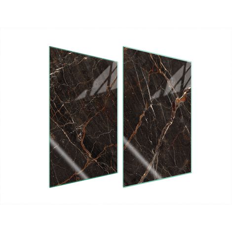 Plaque de protection en verre pour cuisine, 2 x 35 x 52 cm, marbre (1/5)