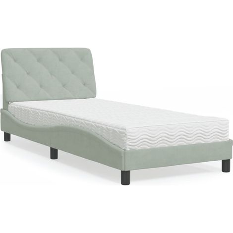 Bett mit Matratze Hellgrau 80x200 cm Samt vidaXL275316 (1/5)