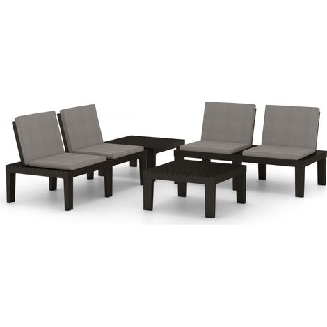 Maison Exclusive - 4-tlg. Garten-Lounge-Set mit Auflagen Kunststo