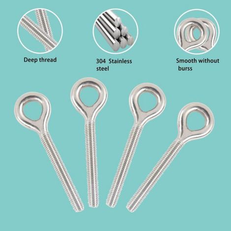 Boulon à Oeil M8 - Lot de 5 - Acier Inoxydable 304 - Fixation et Suspension Robuste - Intérieur et Extérieur - Lo MIROIR ELECTRIQUE (1/5)