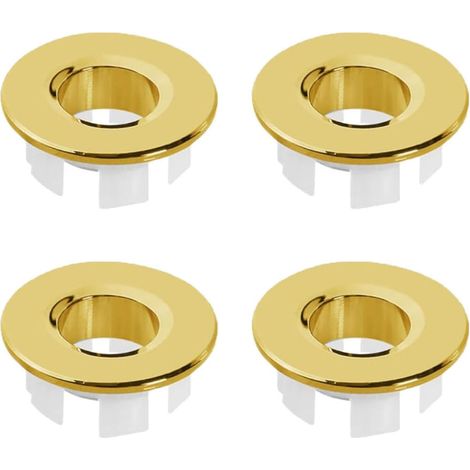 Lot de 4 Anneaux de trop-plein, Laiton, Rond, Doré, Pour évier et baignoire
