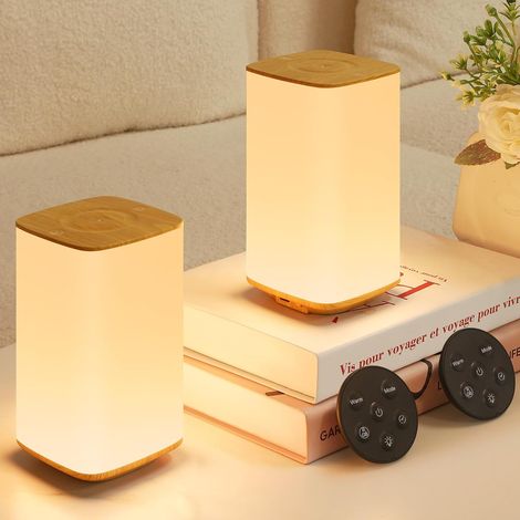 Lot de 2 lampes de chevet LED avec télécommande, 3000mAh lampe de table tactile dimmable avec 256 couleurs et 3 températures de couleur, veilleuse avec minuterie et mémoire (1/5)